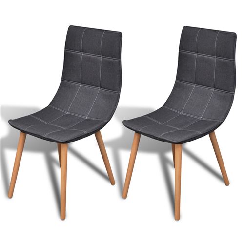 2 Chaises de cuisine salon salle à manger contemporaines gris foncé