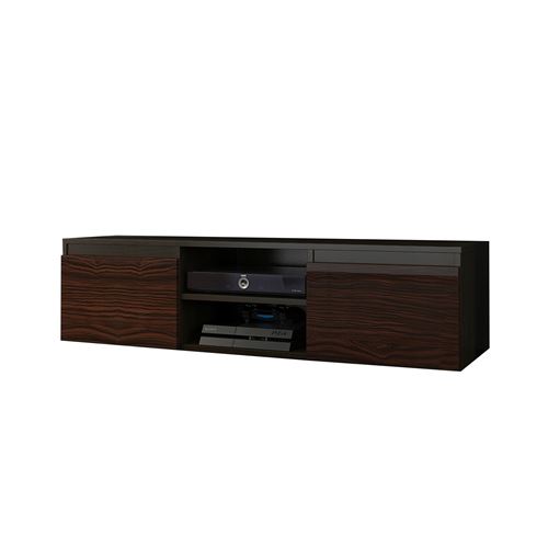 GOREME 1W | Meuble bas TV contemporain salon/séjour 120x40x36 | 2 niches 2 portes | Rangement moderne matériel audio/video/gaming | Wenge/Eben