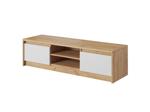 BOBOCHIC Meuble TV 137 cm 2 portes XELYO Blanc et Chêne