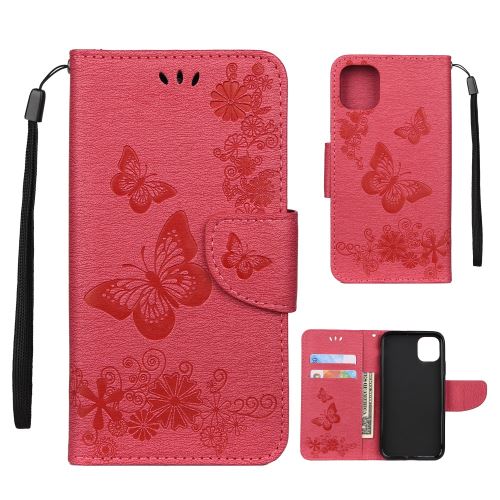Etui en PU fleur de papillon rouge pour votre Apple iPhone XR (2019) 6.1 pouces
