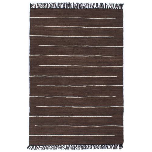 vidaXL Tapis Chindi Coton tissé à la main 160 x 230 cm Marron