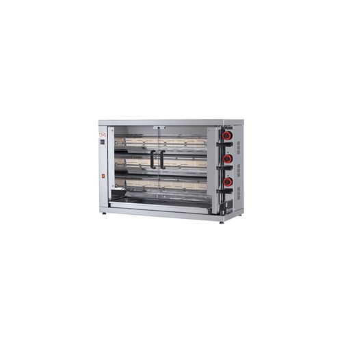 Rôtissoire électrique vitro-céramique, 3 broches, 15 à 18 poulets - EKO