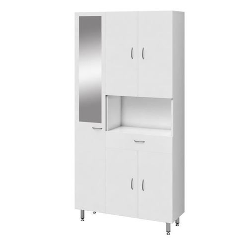 Colonne De Salle De Bain 5 Portes 1 Tiroir - Blanc Mat - L 88,8 X P 29 X H 177 Cm - Armando