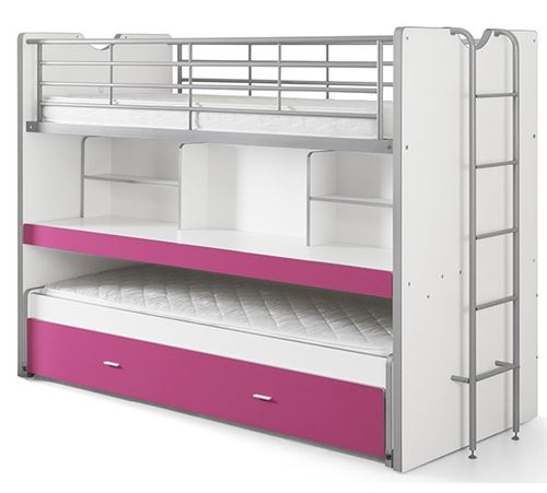 Vipack bonny compact80 lits superpos&eacute;s 2 couchages fuchsia BONHS8044