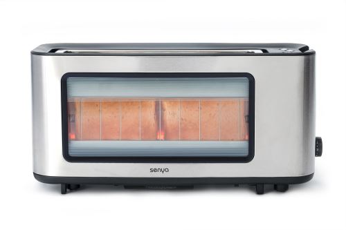 Grille-pain inox transparent toast perfect fente extra large et pince fournie