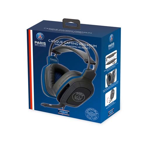 Micro-Casque gaming PSG Paris Saint Germain pour console PS5, PS4, Xbox Serie X, Xbox One, Nintendo Switch et PC, Noir et Bleu