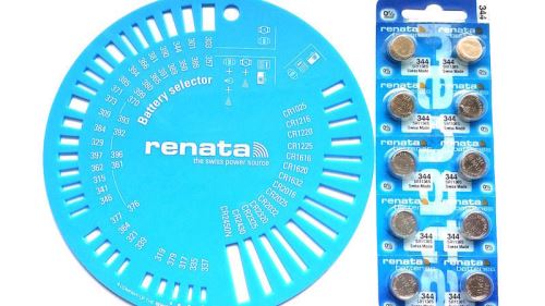 Renata 344 SR1136SW Silver Oxide 1 blister de 10 Piles boutons , avec Gabarit