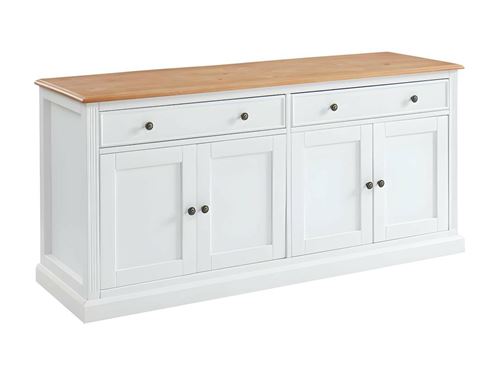 Buffet HONFLEUR - 4 portes & 2 tiroirs - Pin blanc