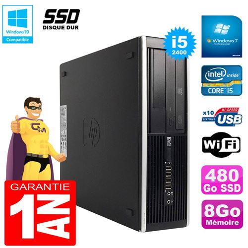 Pc hp compaq pro 6300 sff i5-2400 ram 8go disque 480go ssd graveur dvd wifi w7