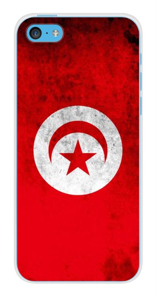 Coque en silicone imprimée compatible Apple iPhone 5C Drapeau Tunisie