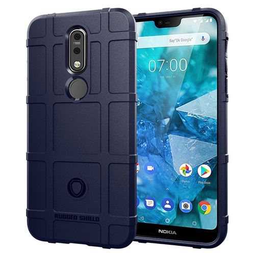 Coque en TPU grille carrée anti-chocs souple bleu pour votre Nokia 7.1
