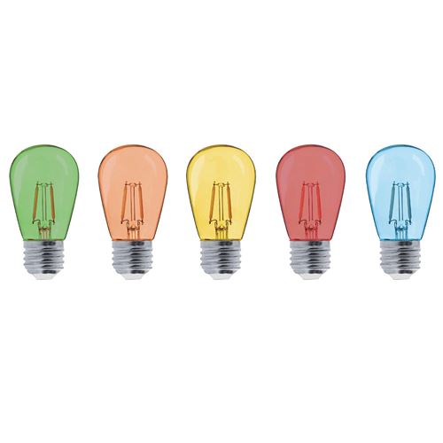 Lot de 5 ampoules led &agrave; filament E27 40 Lumens Party bulb multicolor, LUMISKY