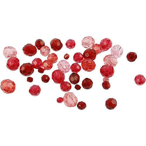 Creotime perles facettées mélange rouge 45 g