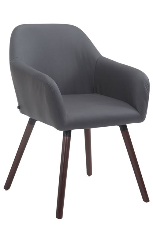 Chaise Visiteur Achat V2 similicuir , Gris/Noyer