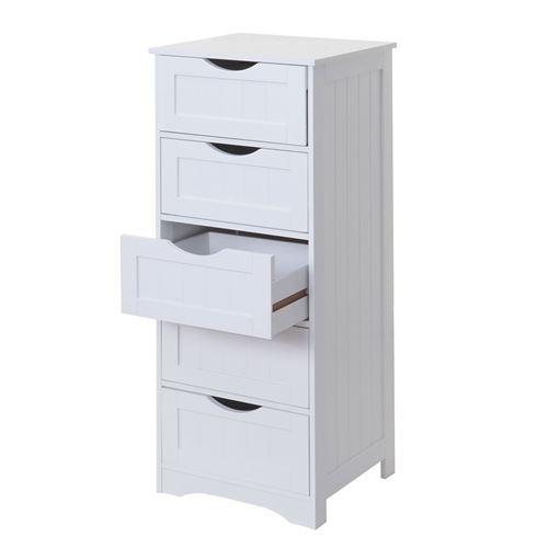 Commode MENDLER HWC-B65, 5 tiroirs, 100x40x35cm, blanc