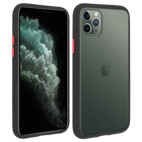 Coque pour iPhone 11 Pro Max Dos Translucide Contour Coloré Mate Rigide Antichoc - Noir