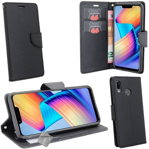 Housse Portefeuille + Film Verre Trempé Pour Huawei Honor Play - Modèle Noir, Neuf (marque EbestStar)
