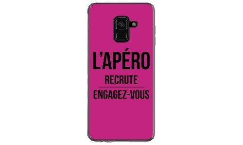 Coque souple pour Samsung Galaxy A8 2018 avec impression Motifs l'apéro recrute fushia