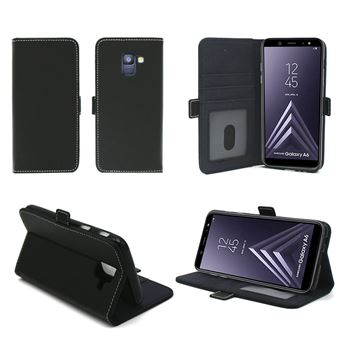 Samsung Galaxy A6 2018 4G : Etui luxe noir portefeuille Cuir Style avec porte cartes - Housse coque de protection smartphone Galaxy A6 - Accessoires ...