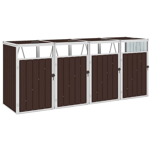 vidaXL Abri de poubelle quadruple Marron 286x81x121 cm Acier