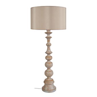 Anais Lampe A Poser Bois De Hetre 35x35x84 Cm Bois Et Blanc