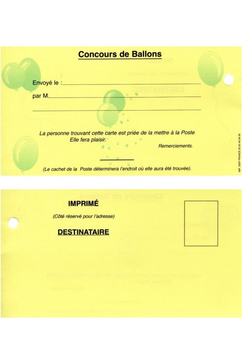 Cartes Pour Lacher Ballon Assorti - Multicolores