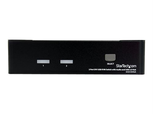 StarTech.com Switch KVM USB DVI à 2 ports - Commutateur écran clavier souris DVI avec audio et hub USB 2.0 - 1920x1200 - Commutateur écran-clavier-souris/audio/USB - 2 x KVM / audio / USB - 1 utilisateur local - de bureau - pour P/N: IM12D1500P, SVA12M