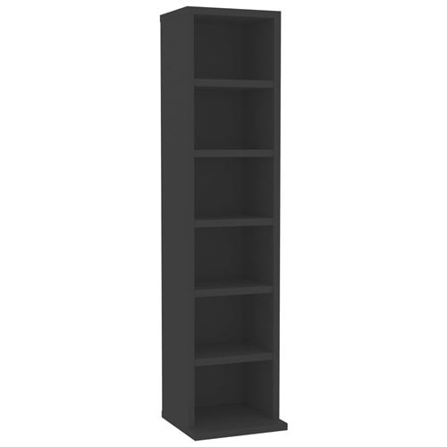 vidaXL Meuble CD Gris 21 x 16 x 88 cm Aggloméré