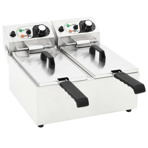 vidaXL Friteuse double électrique Acier inoxydable 12 L 4000 W