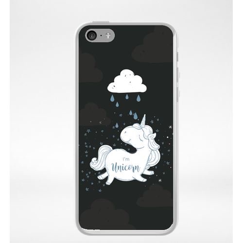 Coque Unicorne Nuage Fond Noir Compatible Iphone 5c Transparent