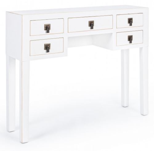 Meuble avec 5 tiroirs coloris blanc - Dim : L 95 x P 25 x H 80 cm -PEGANE