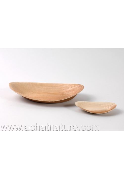 lot de 25 assiettes compostables en palmier elipse 9 x 6 cm