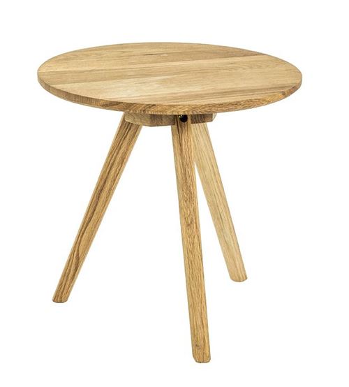 Table d'appoint coloris chêne en bois - H 40 x Ø 40 cm -PEGANE-