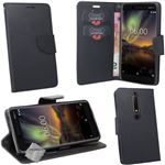 Housse etui coque pochette portefeuille pour Nokia 6.1 (2018) avec film ecran - NOIR / NOIR