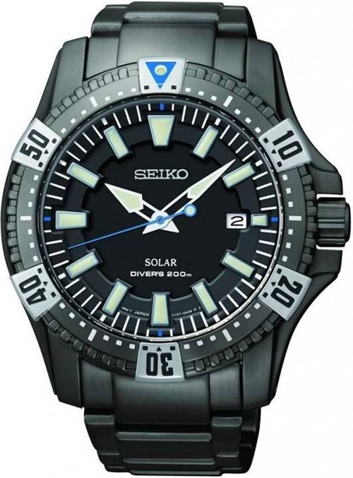 Montre Homme Seiko Solar Diver SNE281P1 Bracelet en acier noir