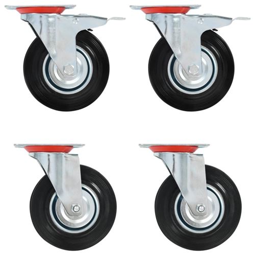 Vidaxl Noir Roulettes Pivotantes 4 Pcs 125 Mm - Image 1