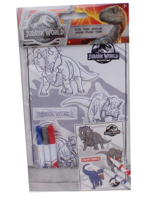 Stickers Jurassic World couleur 3D bleu/rouge/gris