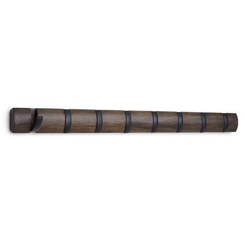 Patère murale en bois avec 8 accroches rabattables FLIP Noir