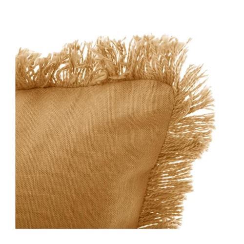 Coussin Déhoussable Franges Fringe 30x50cm Ocre
