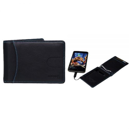 Portefeuille Moovy Power Wallet - Batterie intégrée 4000mAh - Cuir - Android et Apple