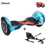 Pack Hoverboard 10" Flamme Bleu+ Hoverkart Noir avec bluetooth sac et télécommande