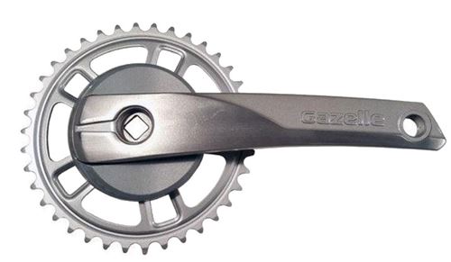 Gazelle pédalier 38T 170 mm aluminium argenté