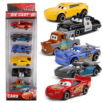 Circuit voitures Disney Véhicule Pixar Mack Jeu Enfant Pack de 6 Pièces,  7*3.3*2cm / voiture-Jaune,Bleu,Noir,Marron et Rouge