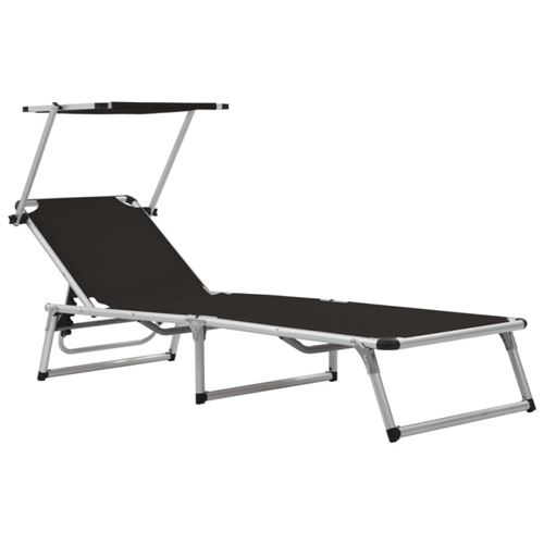 vidaXL - Chaise longue - Aluminium - Noir - 186 cm - Image 2