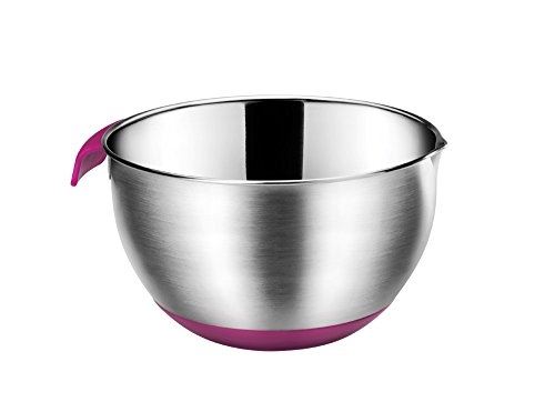 Metaltex 23514810080 bol à mixer 4,6l antidérapant inox ø 24cm acier inoxydable argent et rose 24x24x13 cm