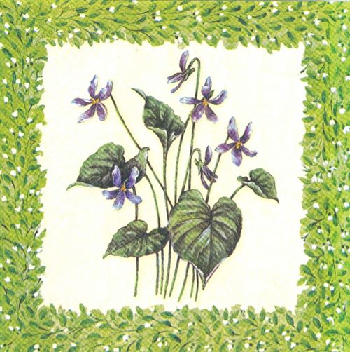 20 serviettes en papier fleurs bleues : gentiane 33x33cm serviettage