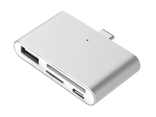 Lecteur de carte usb type-c pour microsd, sd, usb, usb micro (argenté) logilink