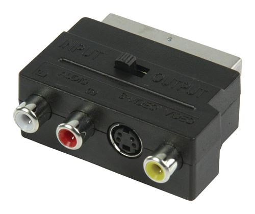 Adaptateur péritel audio vidéo Erard mâle femelle entrée et sortie commutable Noir