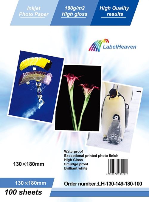 LabelOcean - 100 Feuilles Papier Photo 13 x 18 cm Premium Haute Brillance 180g
