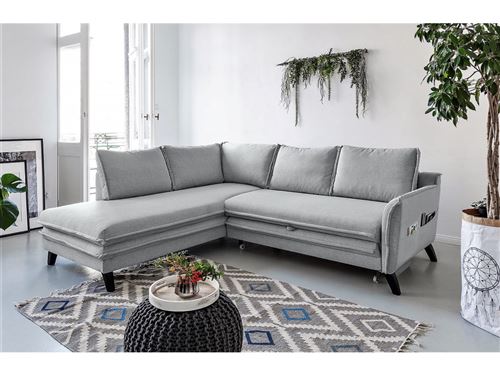 385 Sur Bobochic Canape D Angle L Convertible Boho Gris Clair